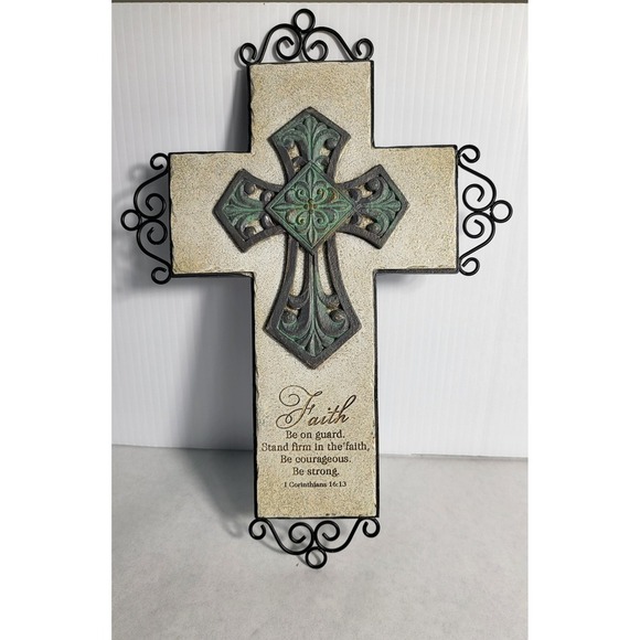 Faith Cross Wall Decor Inspirational Religious Home Accent Scripture Art - Picture 3 of 5